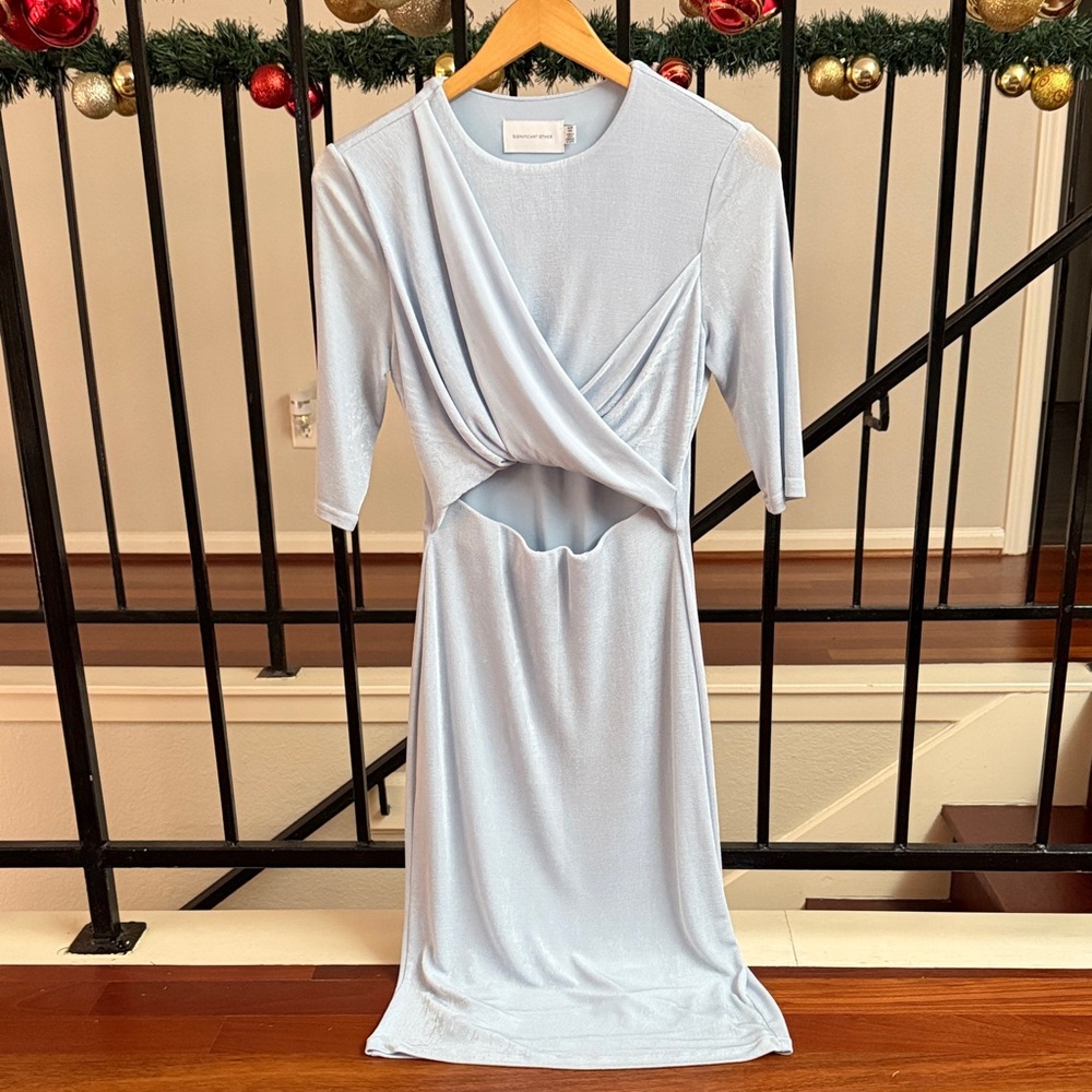 Chic Light Blue Midi Dress